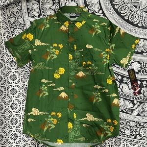 Star Wars Boba Fett samurai green button up casual shirt